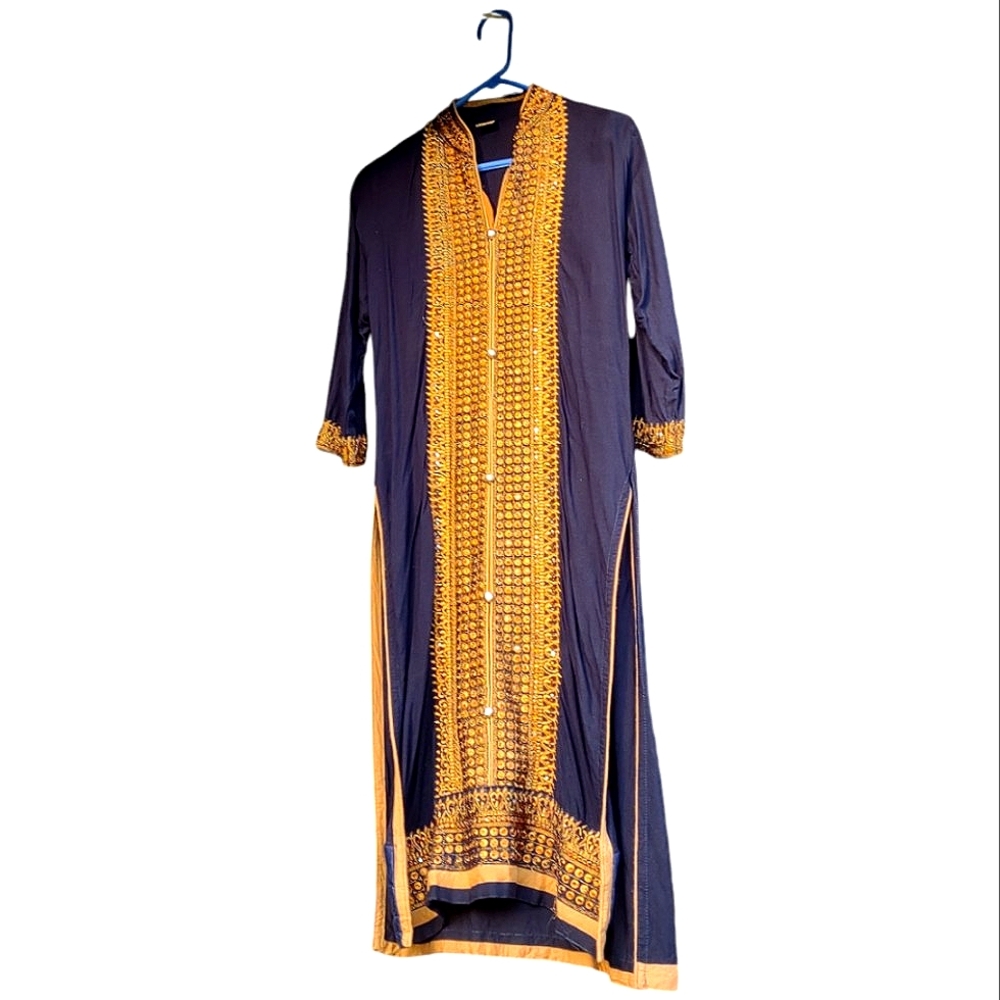 Handmade Gold Threaded Kurta Traditional Bangladeshi Beaded Thread Work